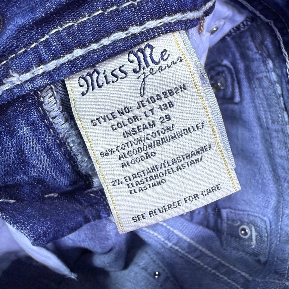 Miss Me Jeans Womens 25x29 Bootcut Lowrise Stretch Slim Studded Y2K USA - Picture 3 of 9